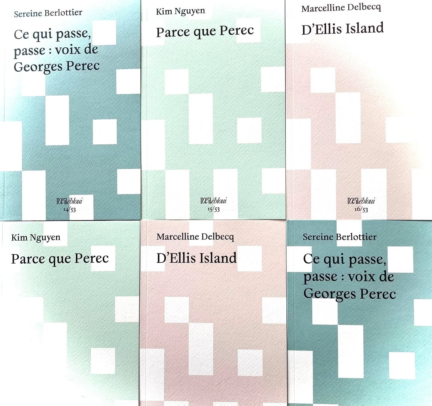Trois nouvelles parutions dans la collection Perec 53, publiée par les éditions de L'oeil ébloui ! #sereineberlottier #marcellinedelbecq #ki…