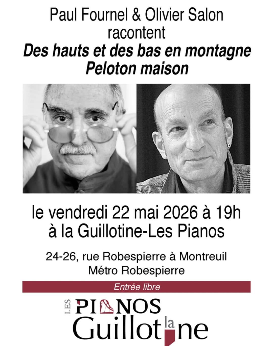 Demain vendredi ! Deux oulipiens à Montreuil. #oulipiens #paulfournel #oliviersa…
